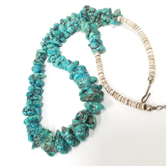 Stunning vintage Old Pawn Native American kingman Turquoise and Heishi Necklace - Picture 12 of 16